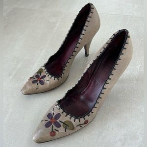 Prada Vintage Tan Leather Whipstitch Pump 8.5